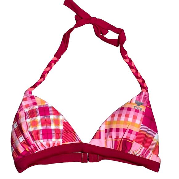 TYR CATALINA Reversible Halter Bra w/Pads Bikini Swim Top Sz Medium Pink - $48 - Picture 1 of 6